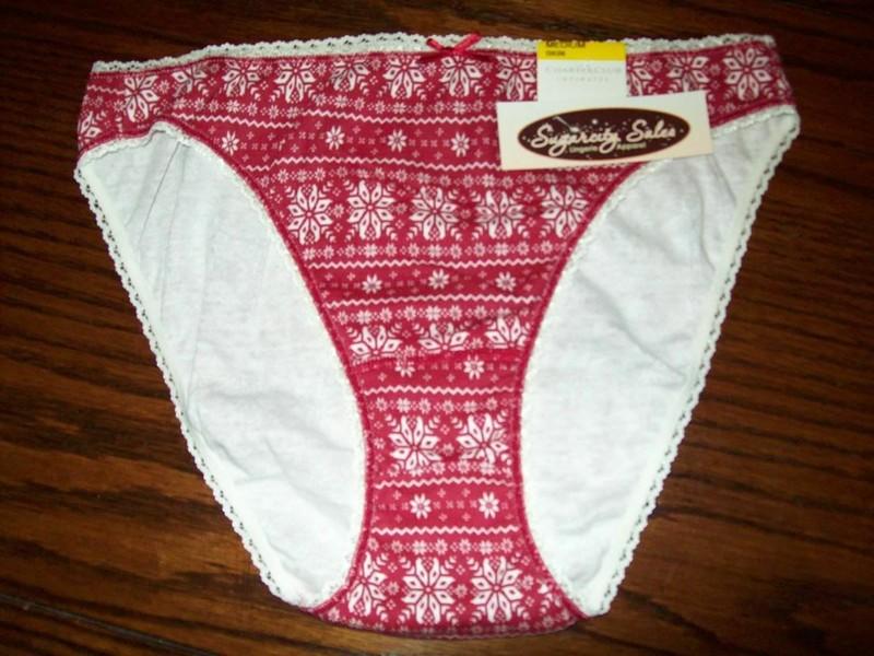 NWT CHARTER CLUB 100% COTTON BIKINI PANTIES RED FAIRISLE M