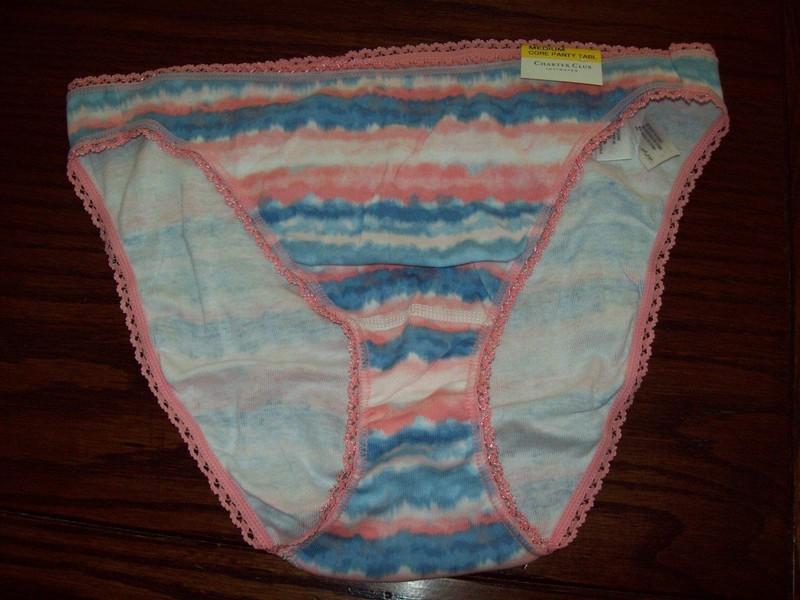 NWT CHARTER CLUB 100% COTTON BIKINI PANTIES TIEDYE STRIPE 100150454 M