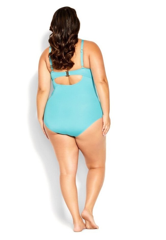 NWT CITY CHIC - Cancun Underwire 1 Piece Swimsuit - Plus Size 14 - Ocean Blue