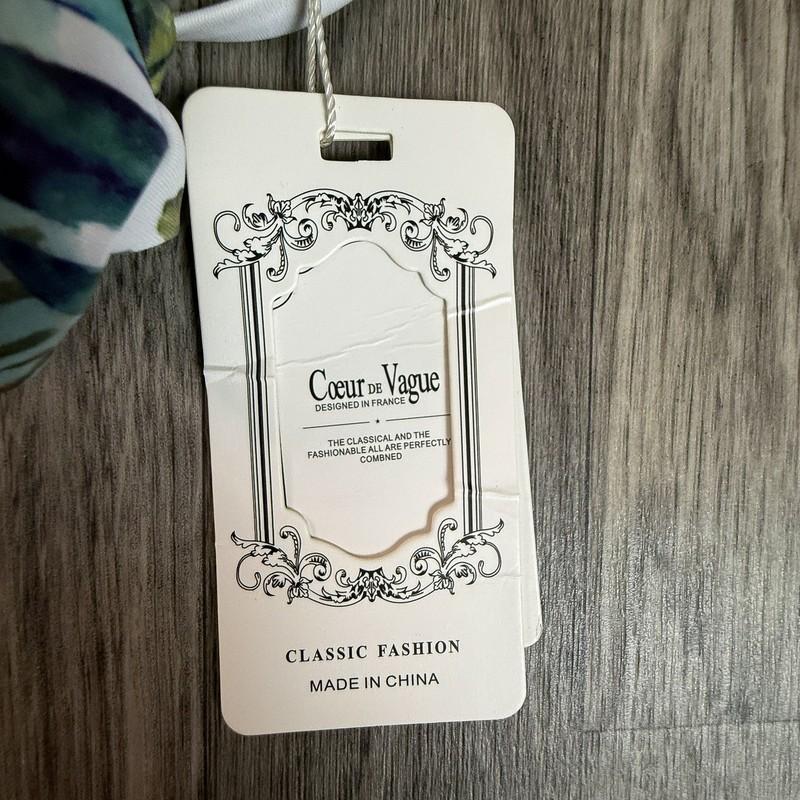 NWT Coeur De Vague Tropical Leaf Print One Piece Swimsuit Large Lace Up Front