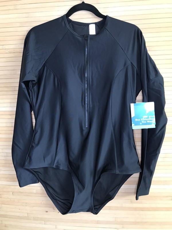 NWT Coolibar Escalante Longsleeve Black One Piece Bathing Suit Size XL UPF 50+