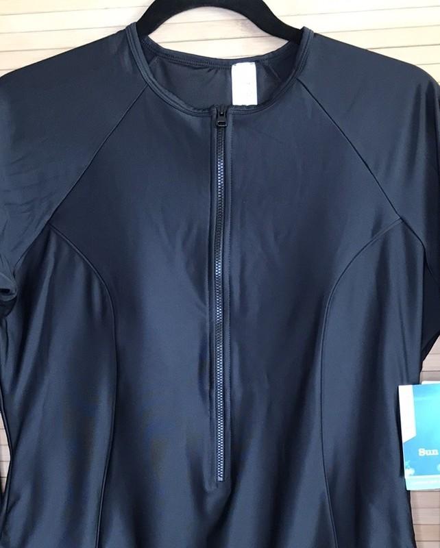 NWT Coolibar Escalante Longsleeve Black One Piece Bathing Suit Size XL UPF 50+