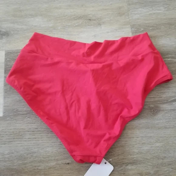 NWT CRZ YOGA Deep Red V Cut High Waist Bikini Bottom Size Large