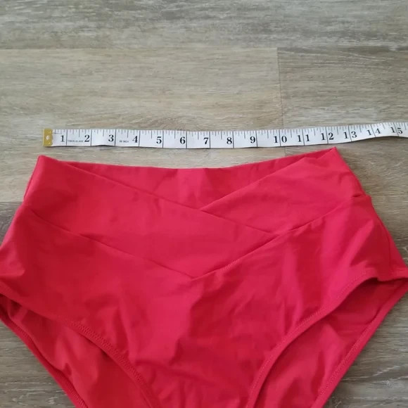 NWT CRZ YOGA Deep Red V Cut High Waist Bikini Bottom Size Large
