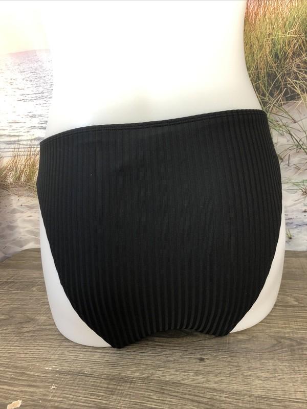 NWT Cupshe One Piece Bikini Bottom Size Extra Large Black Textured Lined