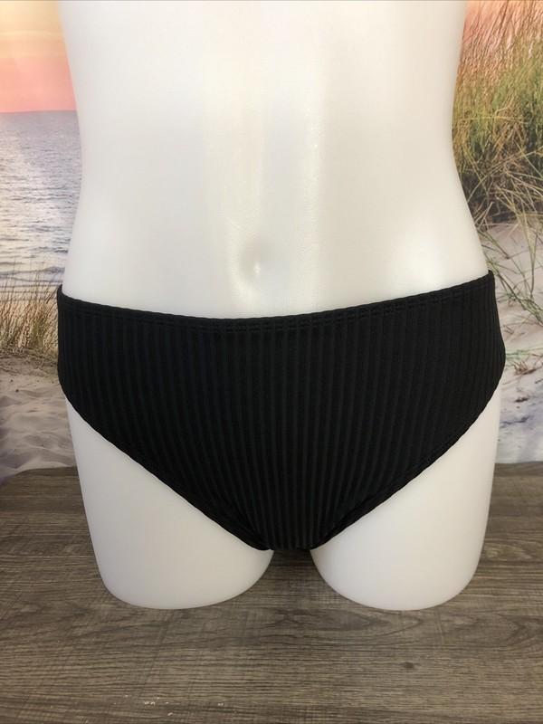 NWT Cupshe One Piece Bikini Bottom Size Extra Large Black Textured Lined
