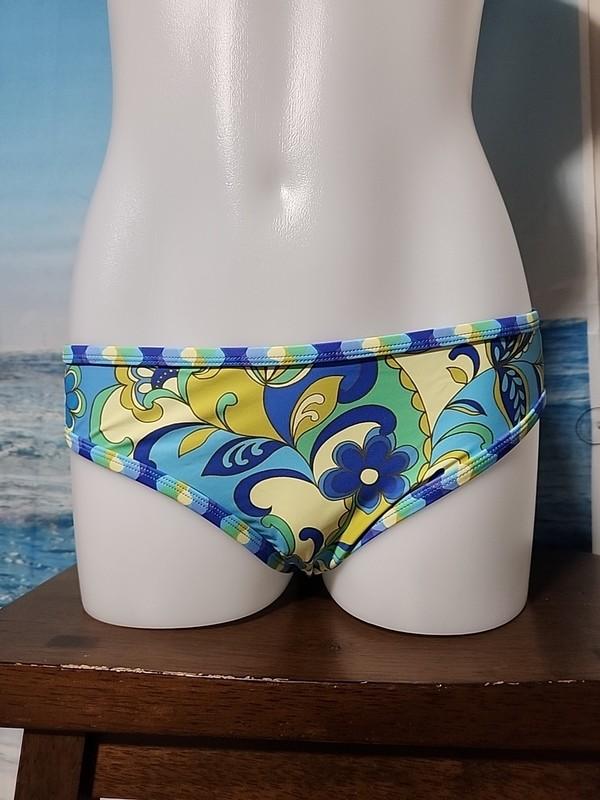 NWT Cupshe One Piece Bikini Bottom Size Small Blue Yellow Green Floral