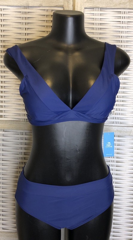 NWT Cupshe Two Piece Bikini Swimsuit Size Small Navy Blue