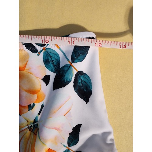 NWT Cupshe Women's Size S White Floral Swimsuit High Waisted Bikini Bottom