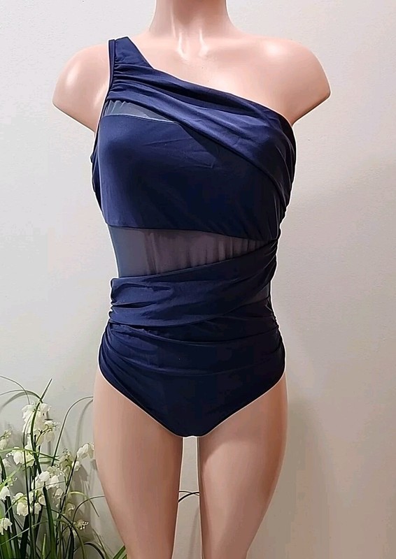 Nwt Dark Blue Cupshe One Piece Woman’s Bathing Suit Size M One Shoulder