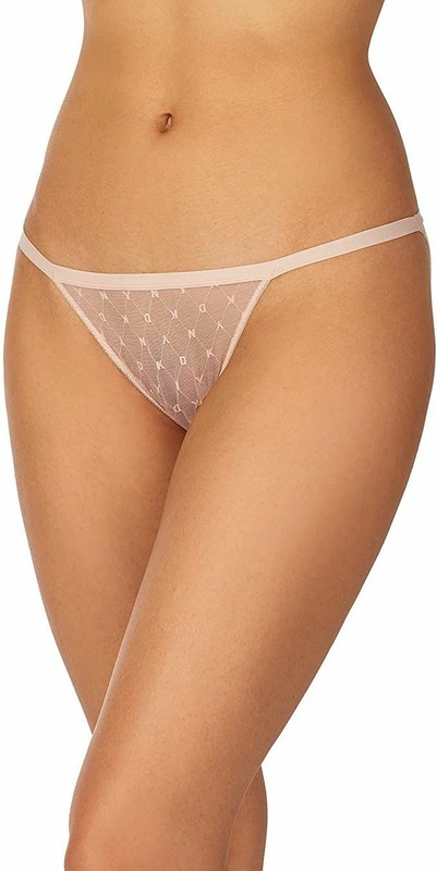 NWT DKNY DK5030 "Monogram" Low-Rise Mesh String Bikini Baby Pink KOR96