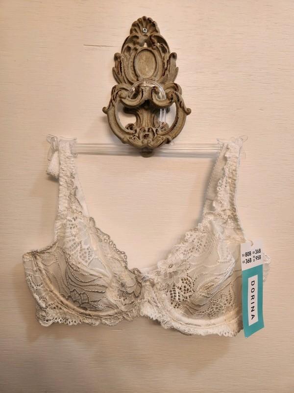 NWT DORINA 36B 'ANGIE' WHITE LACE DEMI UNDERWIRE BRA