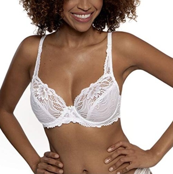 NWT DORINA 36B 'ANGIE' WHITE LACE DEMI UNDERWIRE BRA