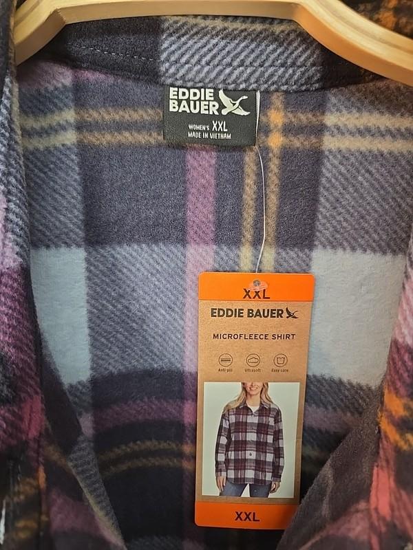 NWT EDDIE BAUER Microfleece Button Down Shirt Women's Size XXL Flannel Pockets