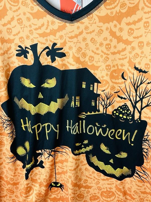NWT Enchanted Harvest Happy Halloween Top Orange Pumpkins Embellished Size 2X