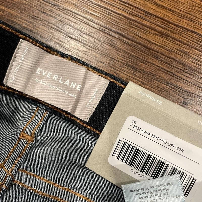 NWT Everlane Sz 23 Regular Mid-Rise Skinny Jean Deep Blue Stretch