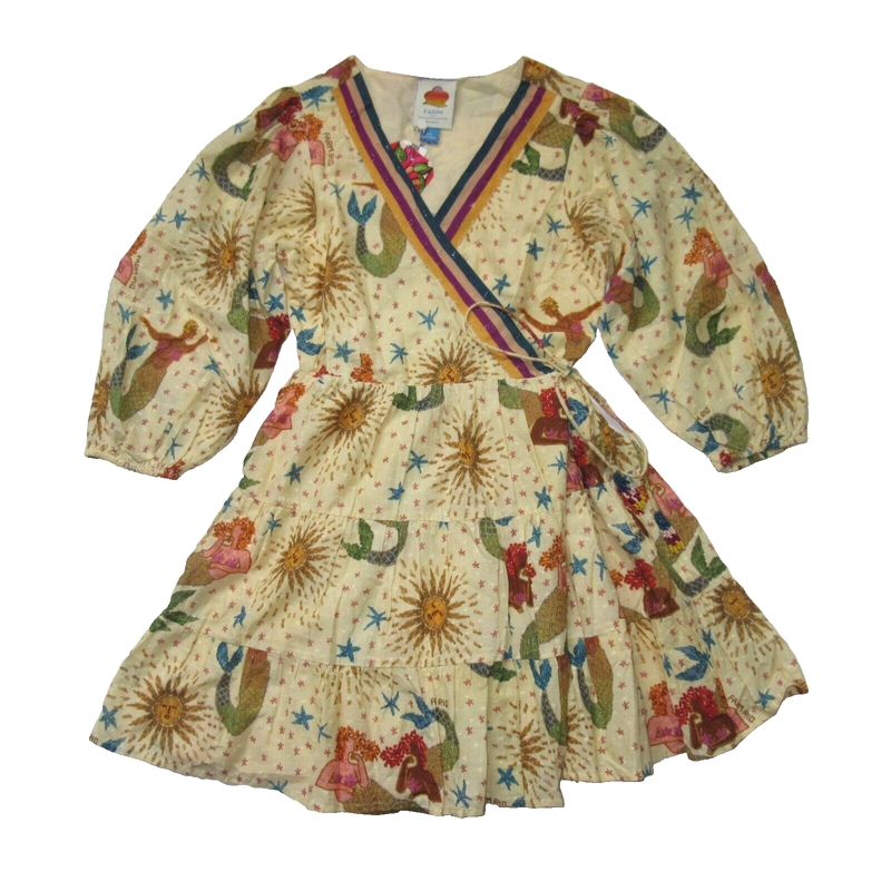 NWT Farm Rio X Anthropologie Mermaid Print Wrap Mini Dress XXS 2XS
