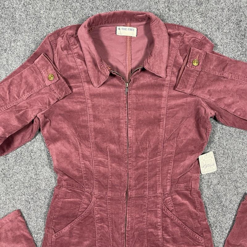 NWT Free People We The Free Jayde Cord Flare Jumpsuit Cordovan/Wine Size Large