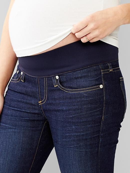 NWT Gap Maternity DEMI Panel Dark Rinse Perfect Boot Stretch Jeans 00 SHORT 24 S