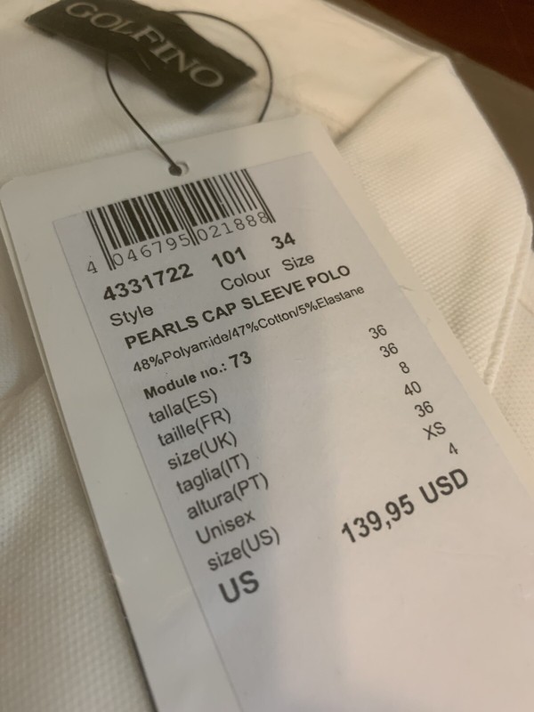 NWT Golfino Women's SZ 4 6 8 10 12 Pearls Polo Shirt Cap Sleeves 4331722 101 NEW