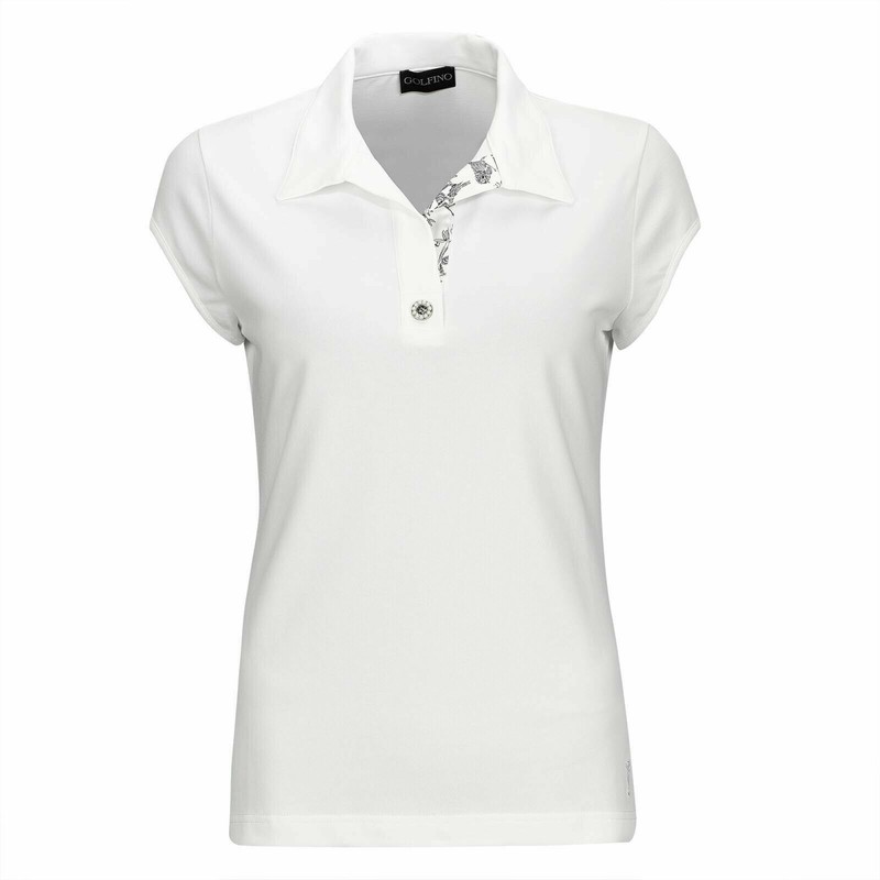 NWT Golfino Women's SZ 4 6 8 10 12 Pearls polo shirt cap sleeves 4331722 101 NEW