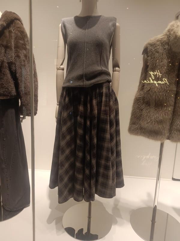 NWT H&M A/W 2025 Cotton Circle Skirt Dark Gray /Plaid 1307335001 Sz 6 8 10 12 14