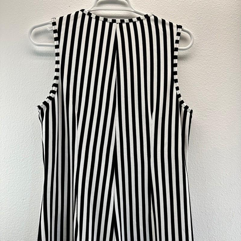 NWT Halara U-Neck Sleeveless Stripe Waffle Casual Jumpsuit Pockets Black White M