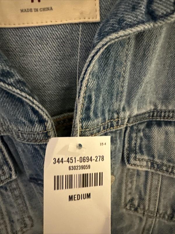 NWT Hollister Light Washed Distressed Denim Jean Jacket Size M