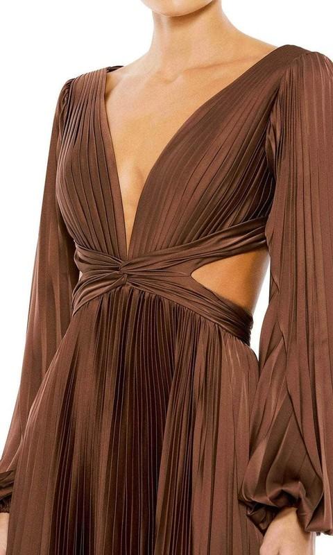 NWT IEENA Mac Duggal [ 6 ] 26737 Pleat Charmeuse Cut Out Gown Espresso S957