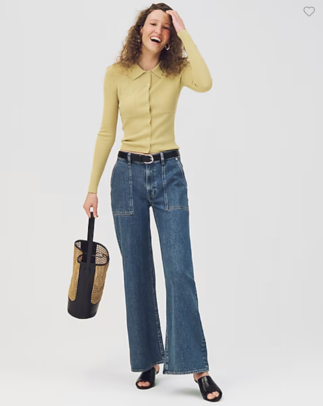 NWT J.Crew $158 Camp-Pocket Wide-Leg Jean Elaine Wash Sz 27
