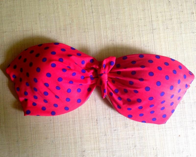 NWT J. CREW DOTTY UNDERWIRE BOW BIKINI TOP b8059 ERB BLUE & RED SWIM