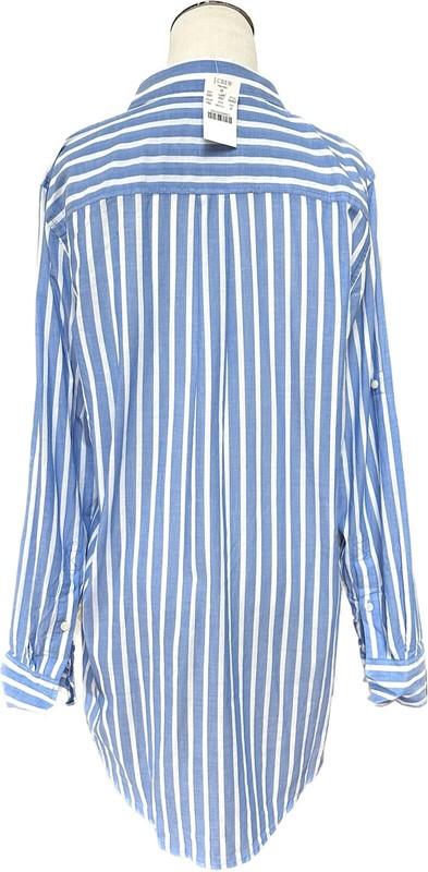 NWT J.Crew Factory Vertical Stripe Lightweight Pullover Positano Blue Size M