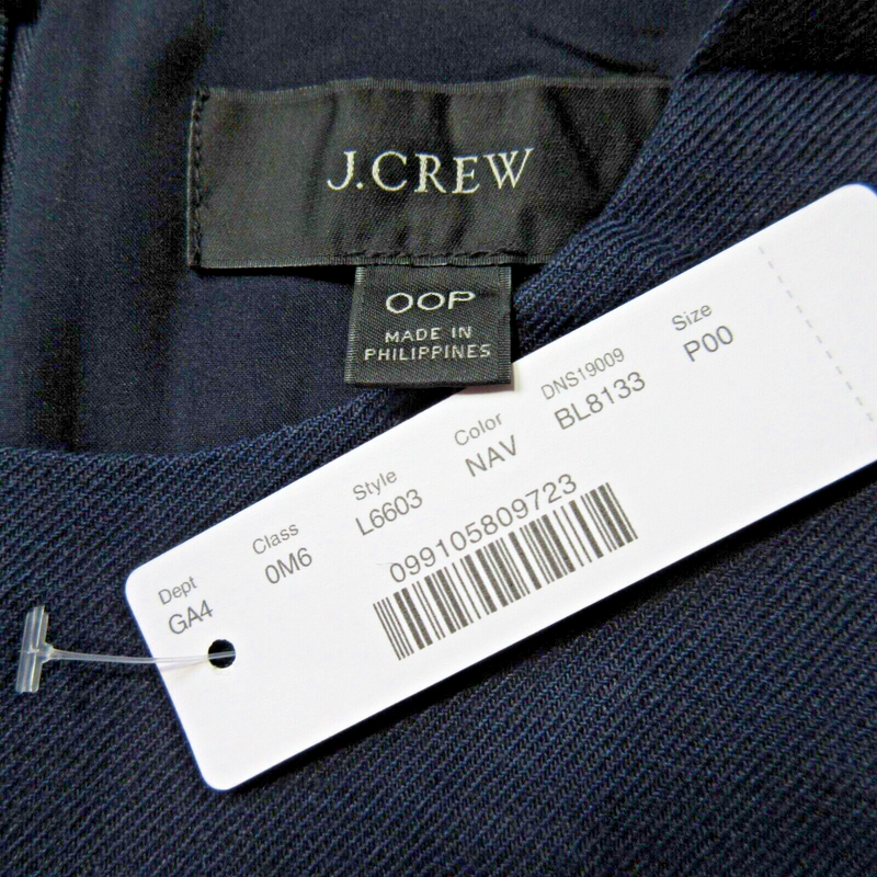 NWT J.Crew Petite Resume Sheath In Navy Blue Stretch Linen Dress 00P $168