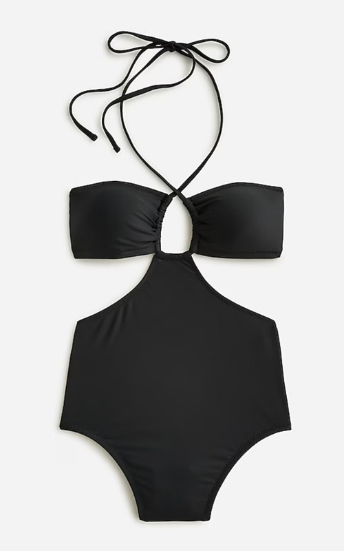 NWT J.Crew Rosette Side-cutout One-piece Swimsuit ~ Sz 0 ~ Black