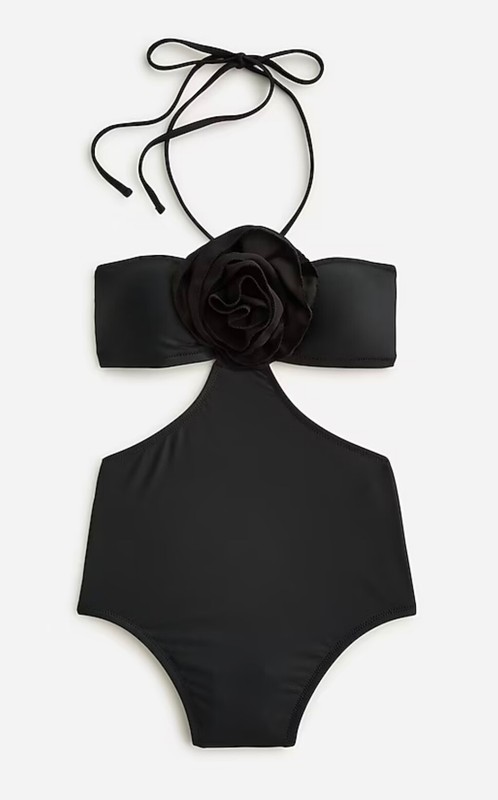NWT J.Crew Rosette side-cutout one-piece swimsuit ~ Sz 0 ~ Black