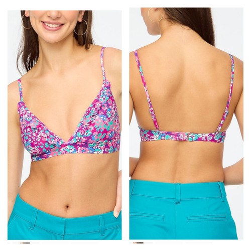 NWT J. Crew Size XXS Floral Printed French Bikini Top With Ruffles