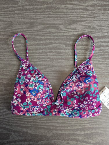 NWT J. Crew size XXS floral printed french bikini top with ruffles