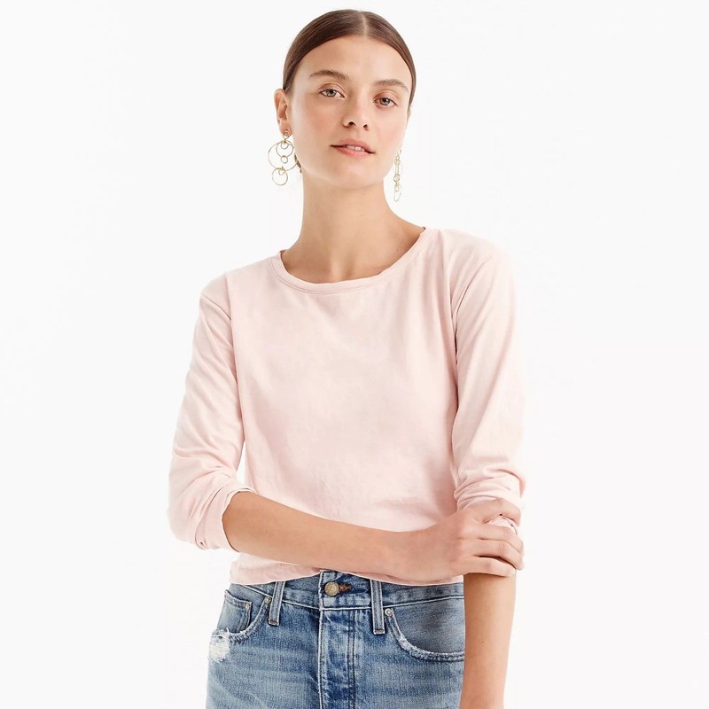 NWT J.Crew Women's Twist-Back Long-Sleeve T-Shirt Heather Gray SMALL H7199