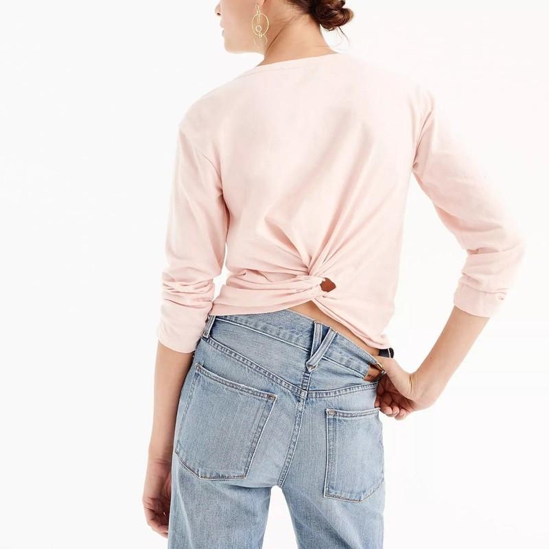 NWT J.Crew Women's Twist-Back Long-Sleeve T-Shirt Heather Gray SMALL H7199
