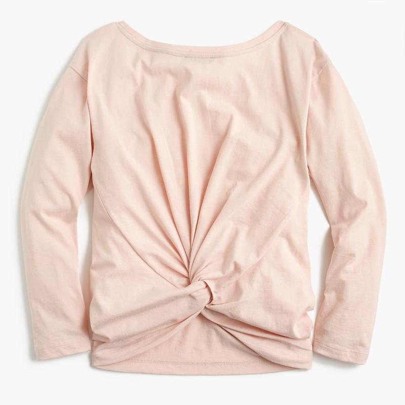 NWT J.Crew Women's Twist-Back Long-Sleeve T-Shirt Heather Gray SMALL H7199