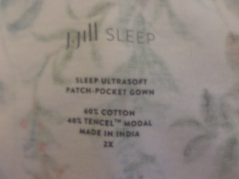 NWT J JILL SLEEP ULTRASOFT SS PATCH POCKET SHORT NIGHTGOWN-2X-WHITE FLORAL-NICE