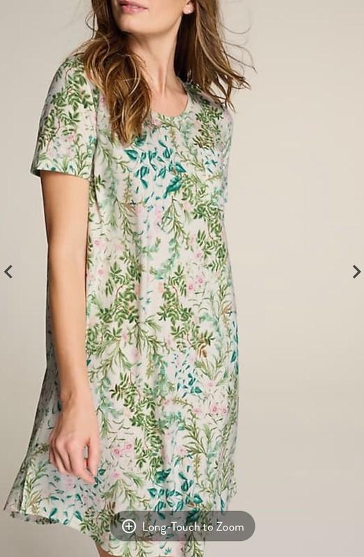 NWT J JILL SLEEP ULTRASOFT SS PATCH POCKET SHORT NIGHTGOWN-2X-WHITE FLORAL-NICE