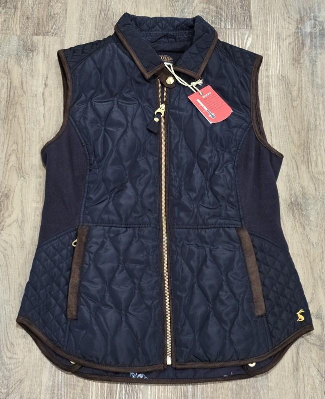 NWT Joules Braemar Navy Blue Quilted Vest Womens Size 8 Equestrian Horses NEW