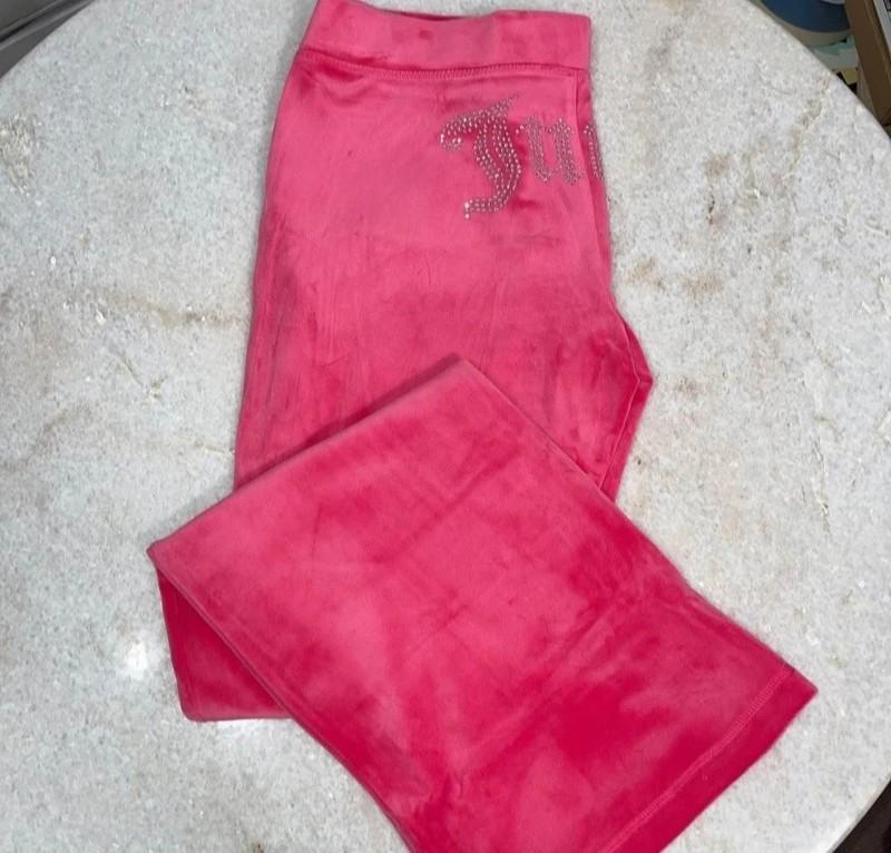 NWT Juicy Couture Velour Tracksuit Pink Party Hoodie Pants 2 Pc Set Size L New