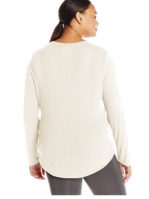 NWT Just My Size 3X Light Weight L/S V Neck Glitzy Graphic Tee Top Chalk White