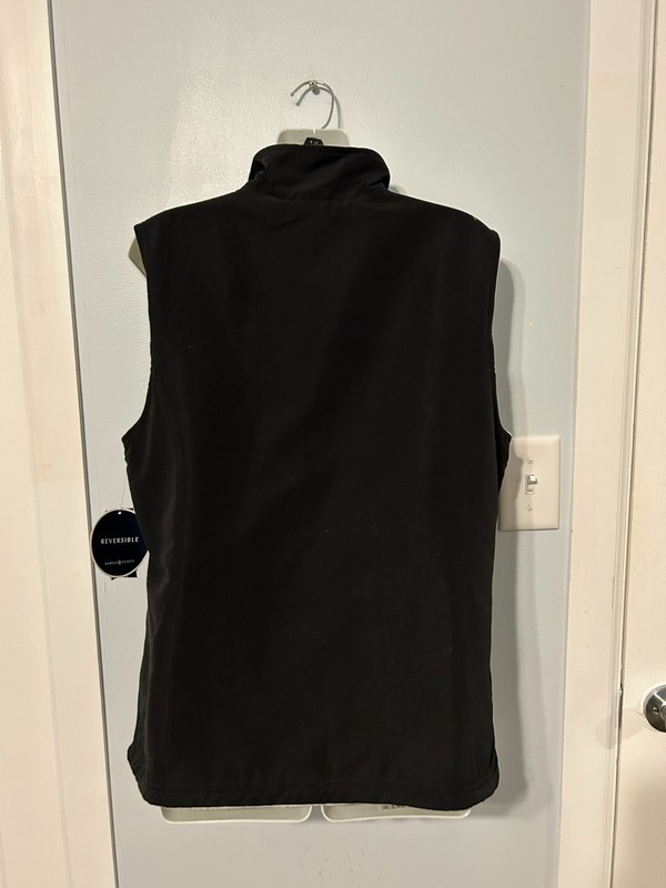 NWT Karen Scott Sport Black/Eggshell Reversible Zipper Front Vest Size Small