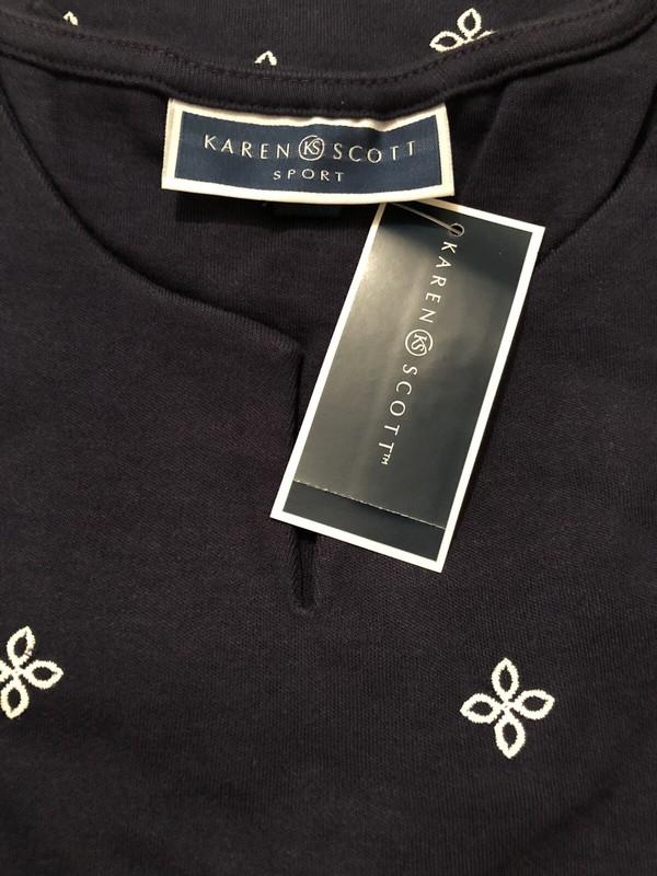 NWT Karen Scott WOMENS Embroidered Split-Neck Dress In Intrepid Blue P2700