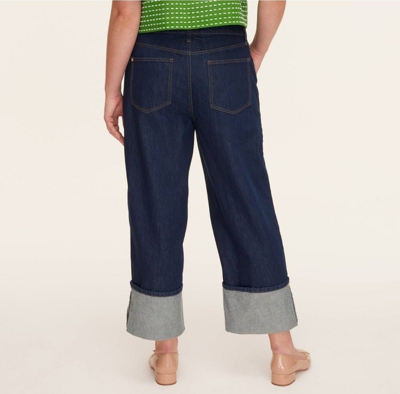 NWT~ Kate Spade NY Sz 14 High Rise Straight Leg Wide Cuff Dark Women's Jeans #61