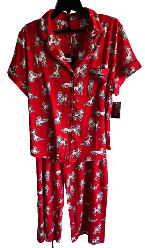 NWT Kate Spade Poodle print Short Sleeve Pajama Set Size Small Med Large