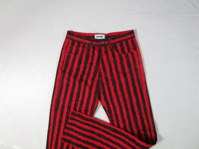 NWT Kenzo Italy Red Stripe Button-Fly Jeans 34 FR (US 2)